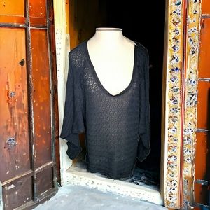 We the Free People Open Weave Hacci Outer Seams Dolman Batwing Sleeves  Sweater